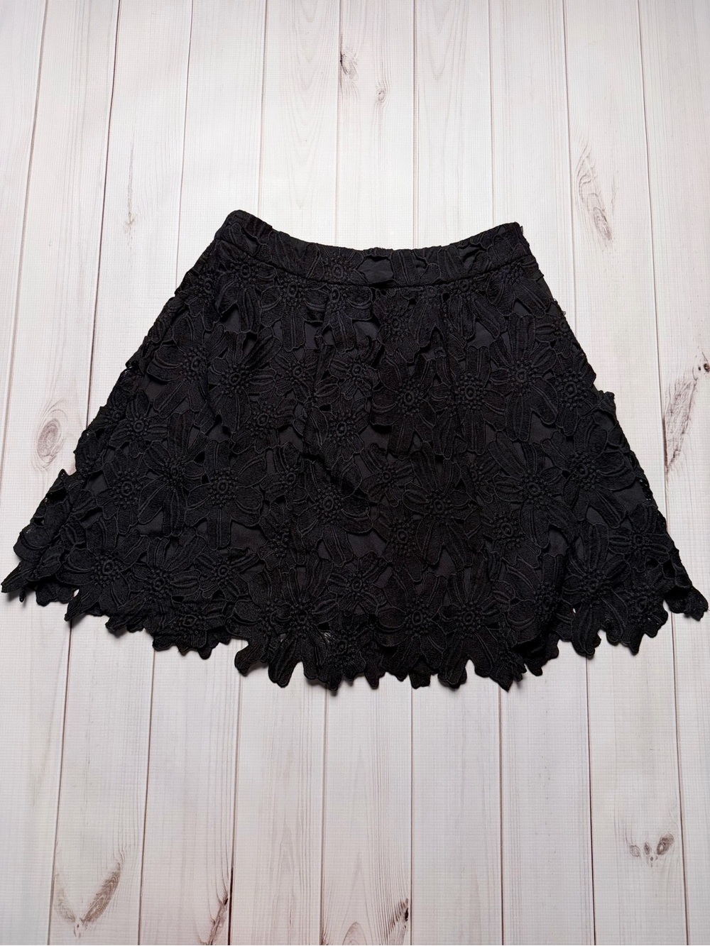 Soprano Black Floral Crochet Skirt